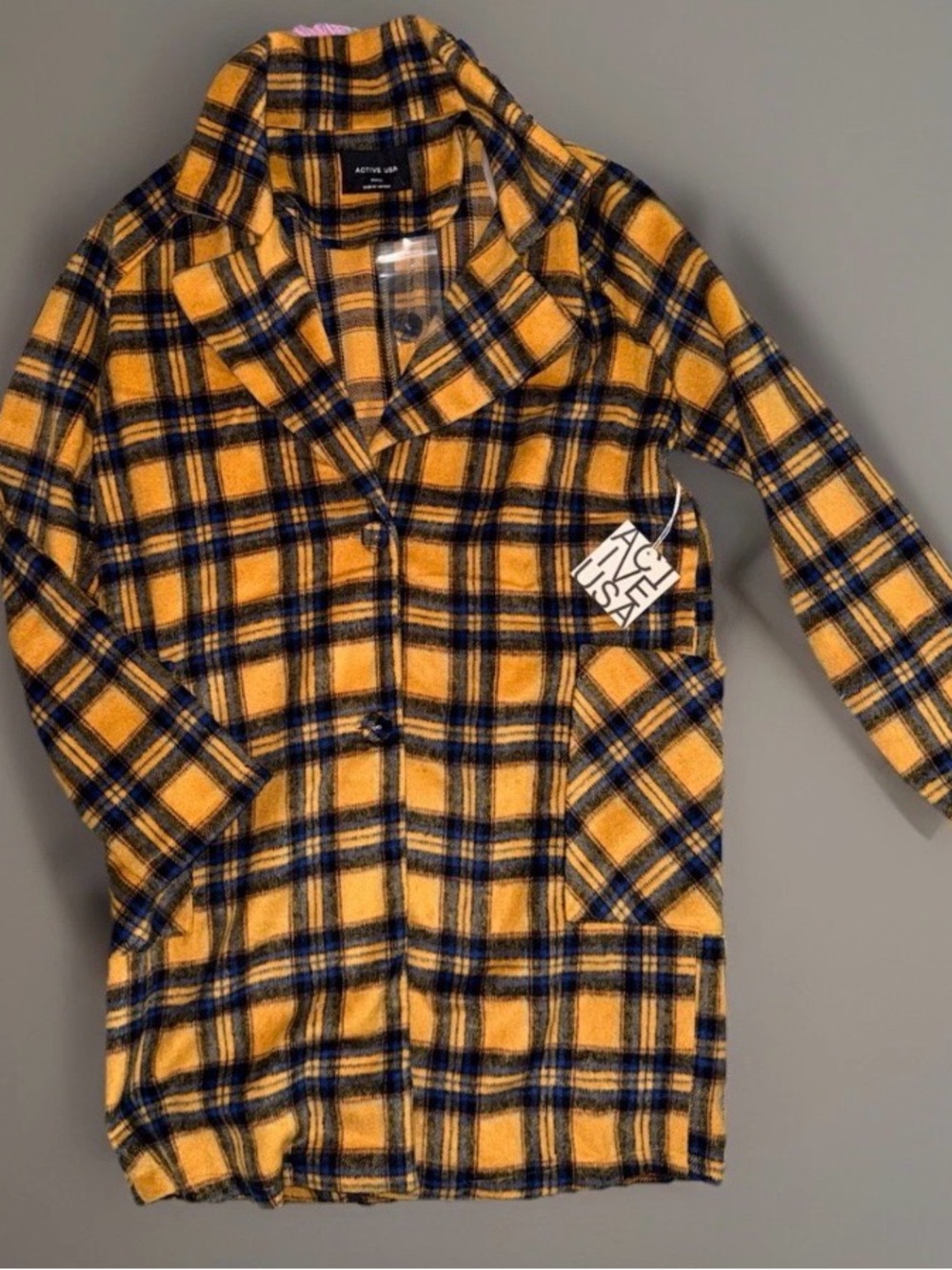 Women's Single Breasted Plaid Pea Coat Jacket